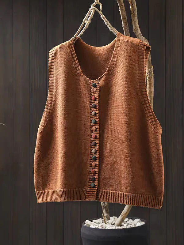 Damen Cardigan Strickjacke Rundhals Knopfleiste Lockerer Schnitt Casual Elegant