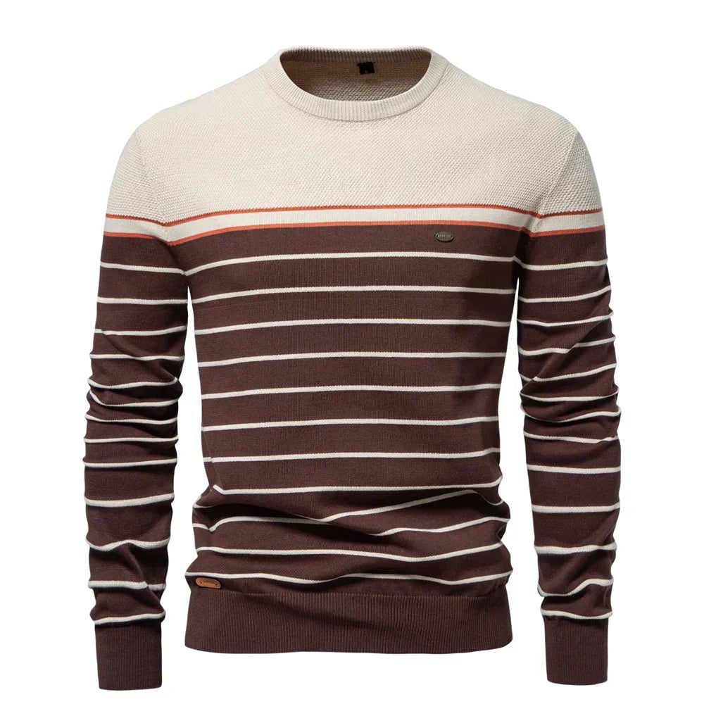 Herren Strickpullover Rundhals Slim Fit elastisch atmungsaktiv bequem Langarm