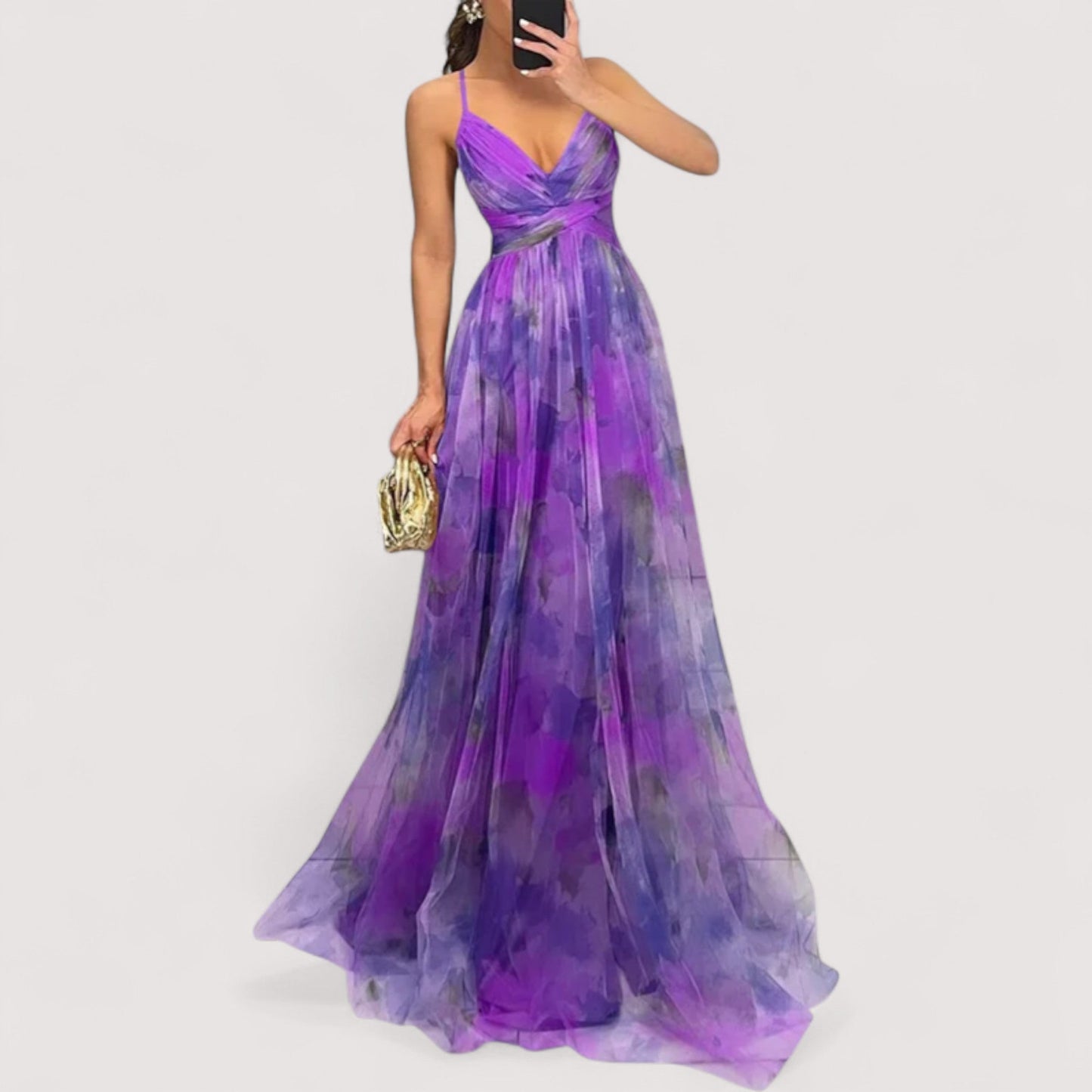 Damen Abendkleid verdrehtes Oberteil fließend figurbetont elegante Passform