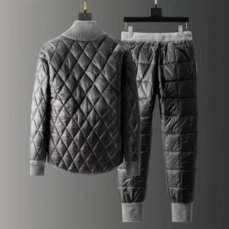 Damen Zweiteiler Rollkragen Stepp Set Regular Fit Minimalistisch Gepolstert Langarm Winter