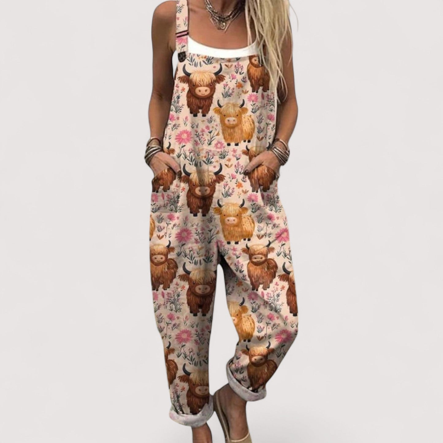 Damen Jumpsuit weit geschnitten, lockere Passform, fließend, bequem