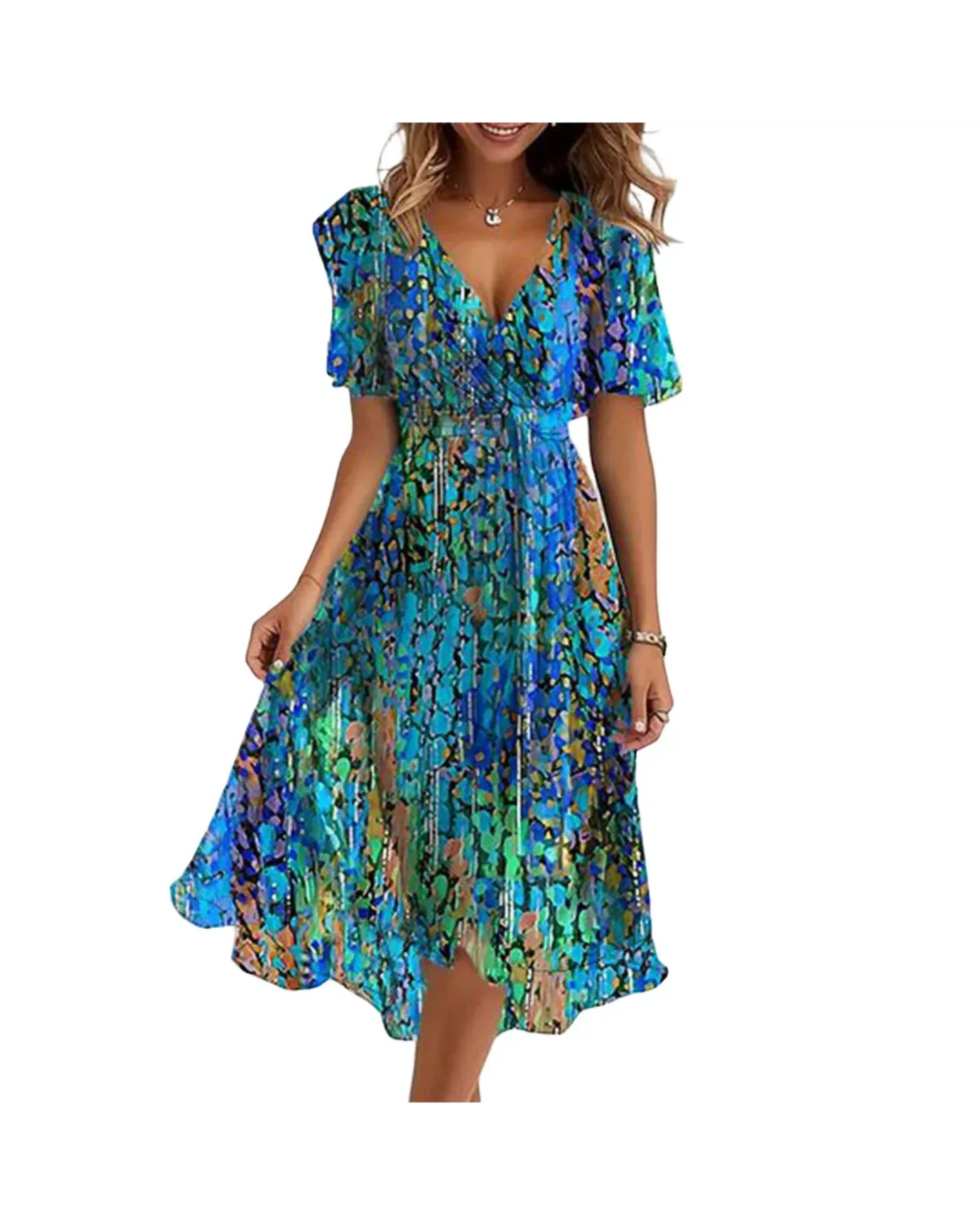 WILHELM | Atmungsaktives Damen Wickelkleid mit Blumenprint