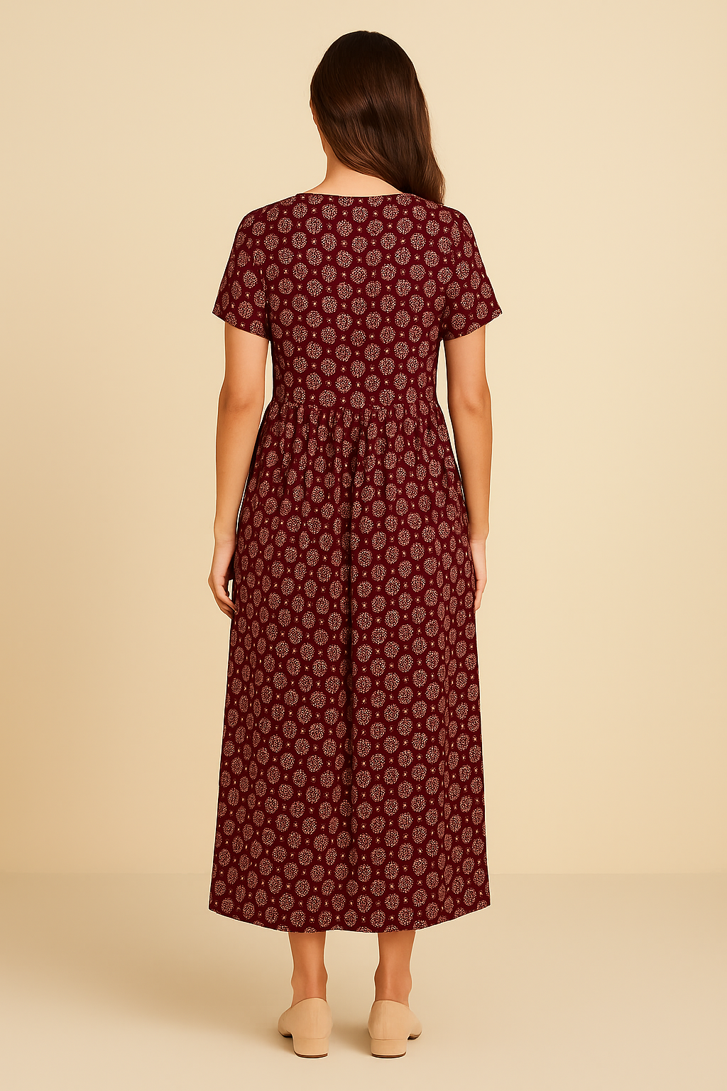 WILHELM | Damen Maxikleid mit V-Ausschnitt und Empire-Taille luftig & leicht