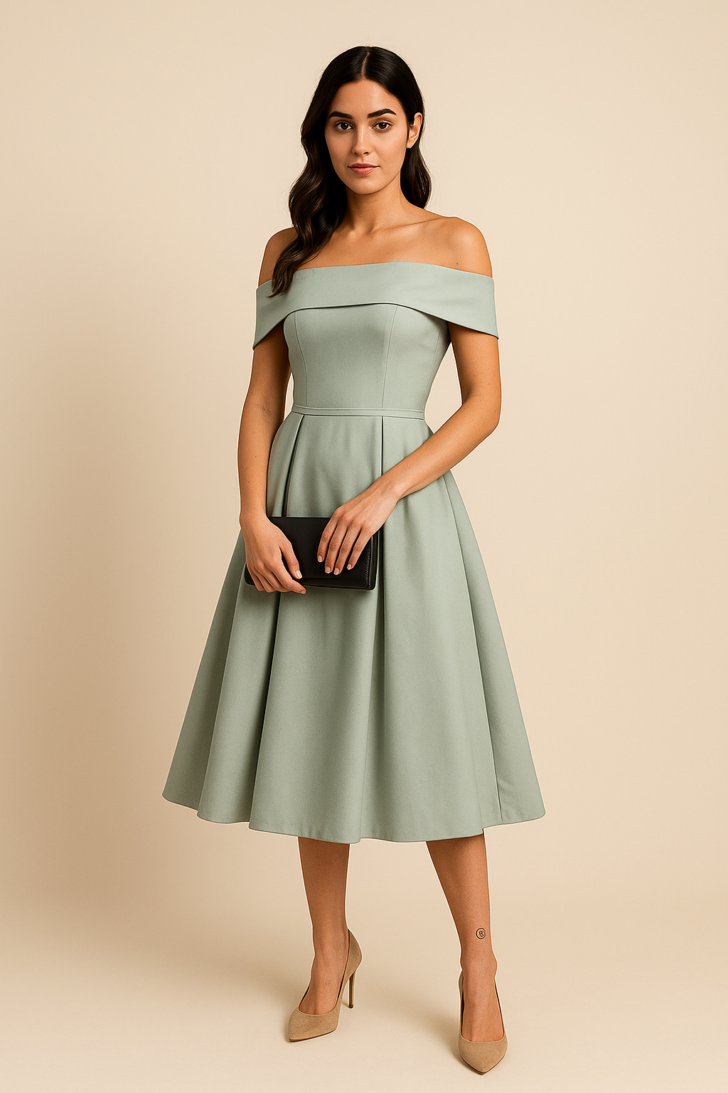 WILHELM | Damen Schulterfreies A-Linien Kleid, Atmungsaktiv und Stilvoll