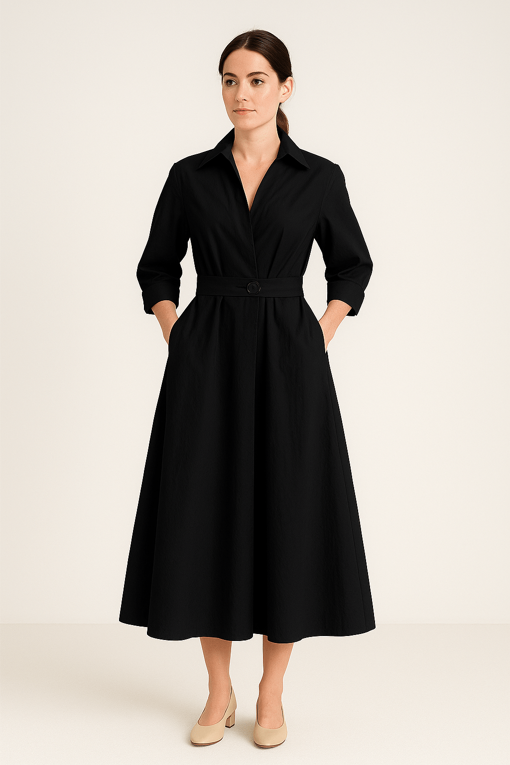 WILHELM | Sommerliches Damen Hemdblusenkleid in Baumwolloptik mit taillierter Passform