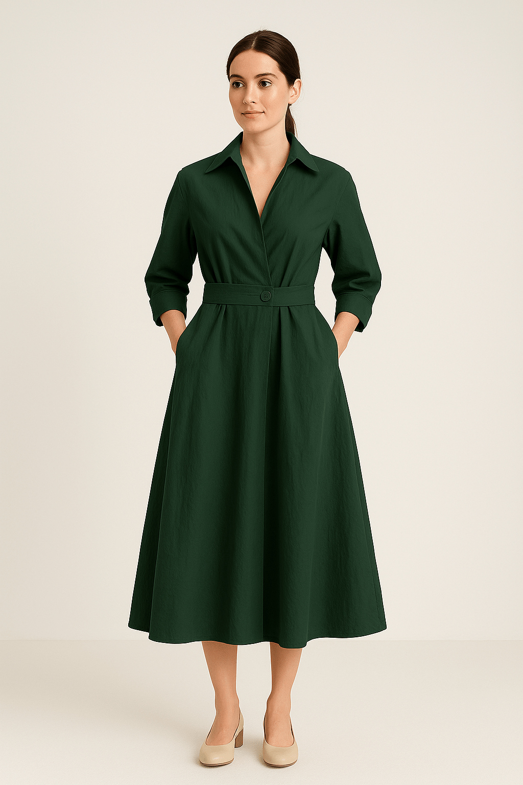 WILHELM | Sommerliches Damen Hemdblusenkleid in Baumwolloptik mit taillierter Passform