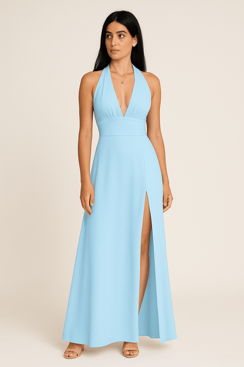 WILHELM | Festliches Damen Maxikleid mit Neckholder-Ausschnitt luftig & leicht