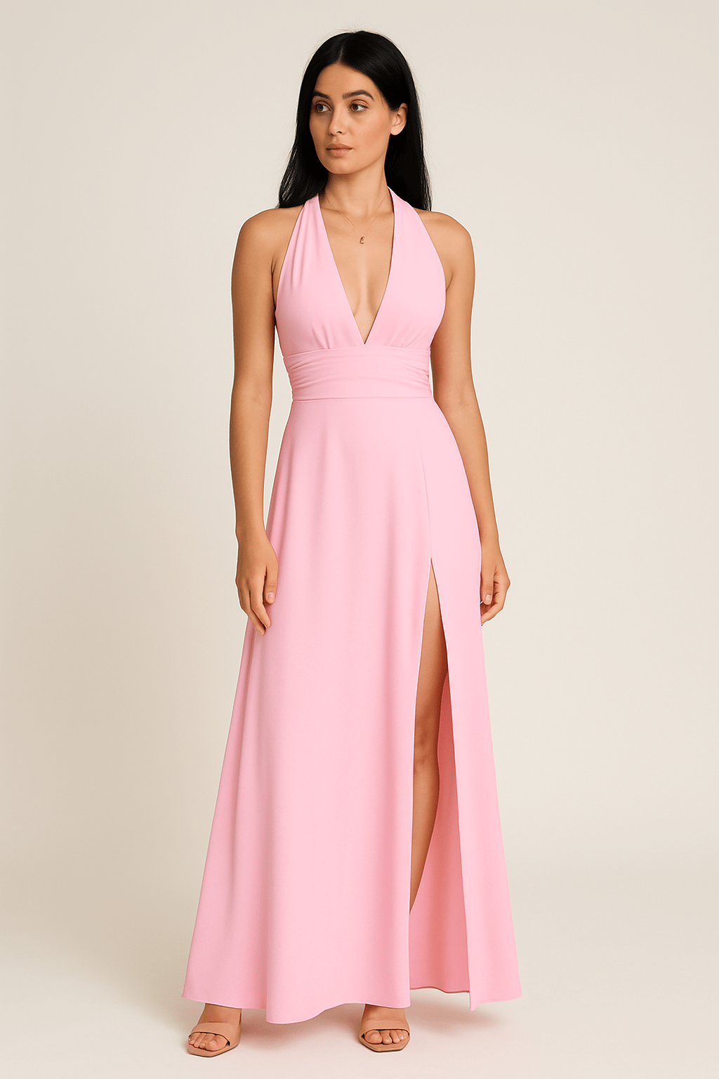 WILHELM | Festliches Damen Maxikleid mit Neckholder-Ausschnitt luftig & leicht