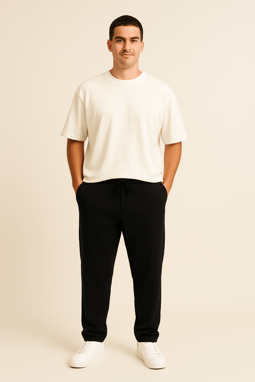 WILHELM | Herren Hose in Rippstruktur mit lockerem Schnitt und flexiblem Bund