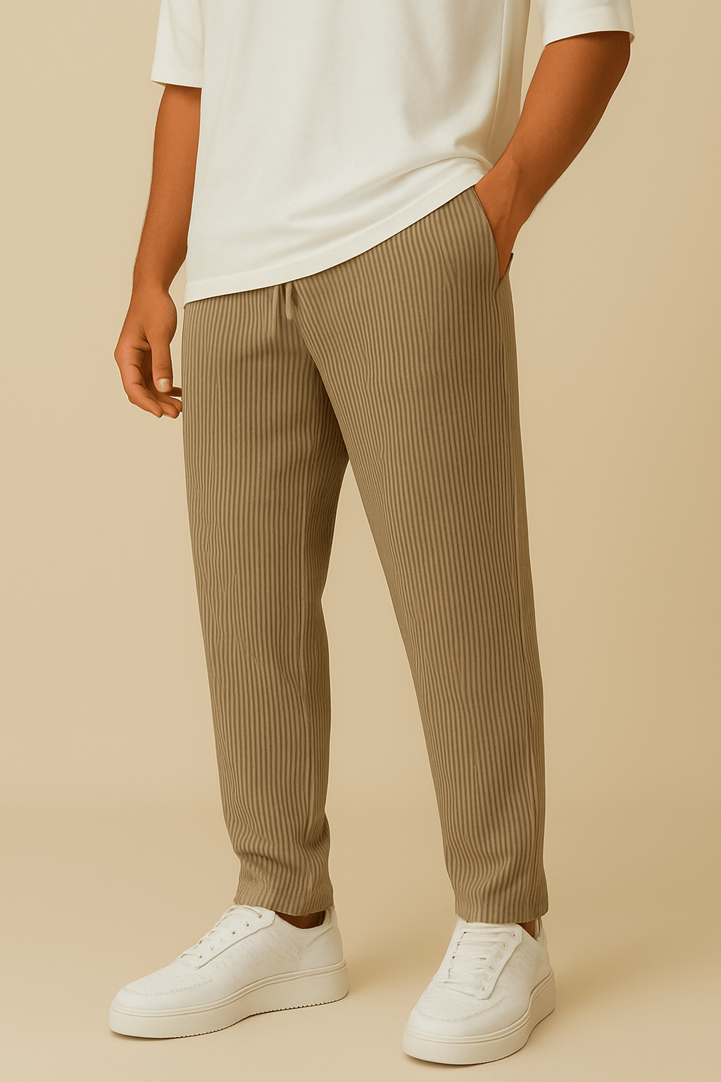 WILHELM | Herren Hose in Rippstruktur mit lockerem Schnitt und flexiblem Bund