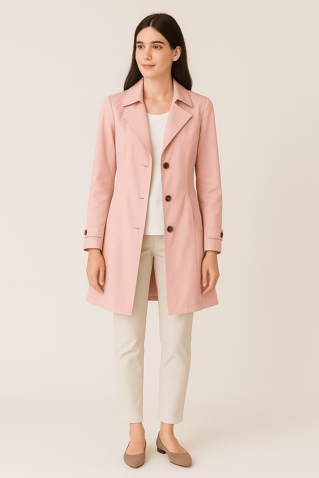 WILHELM | Damen Atmungsaktiver Trenchcoat mit Reverskragen und tailliertem Schnitt