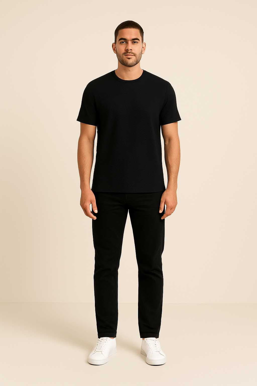 WILHELM | Herren T-Shirt mit Waffelstruktur für Sommer und Übergangszeit