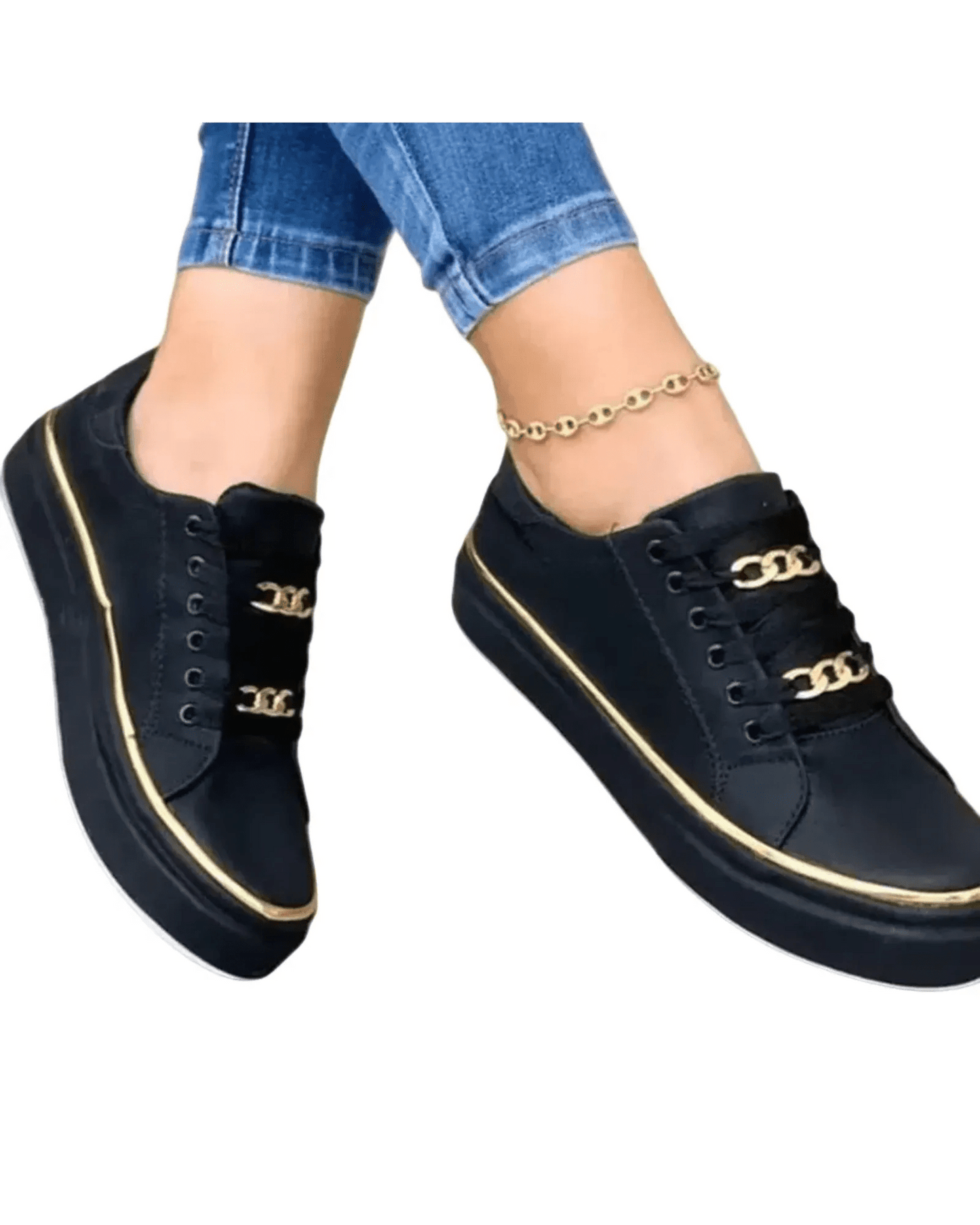 WILHELM | Damen Sneaker weiß mit goldfarbenem Akzent für Arbeit & Freizeit