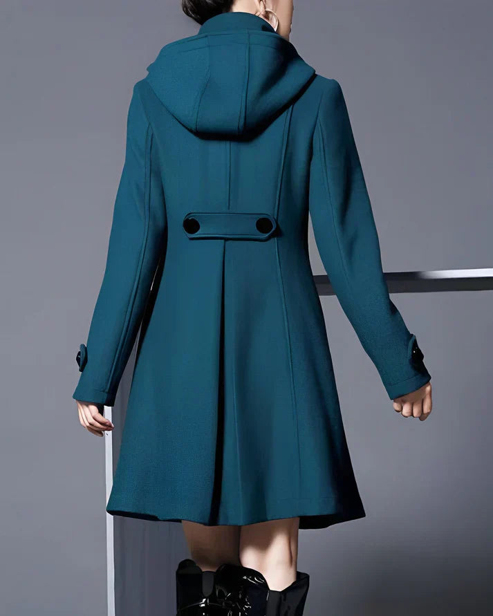 Janeen Damen Wollmantel – Mit Kapuze & Taschen, Warm & Stilvoll