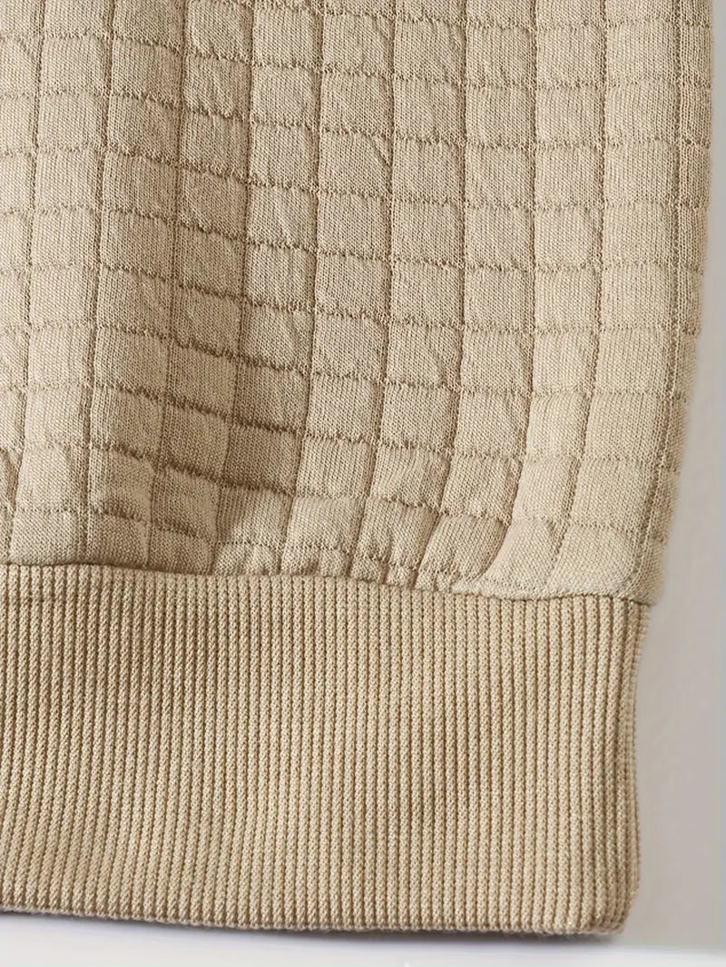 Herren Strickpullover Rundhals Karo Langarm bequem vielseitig