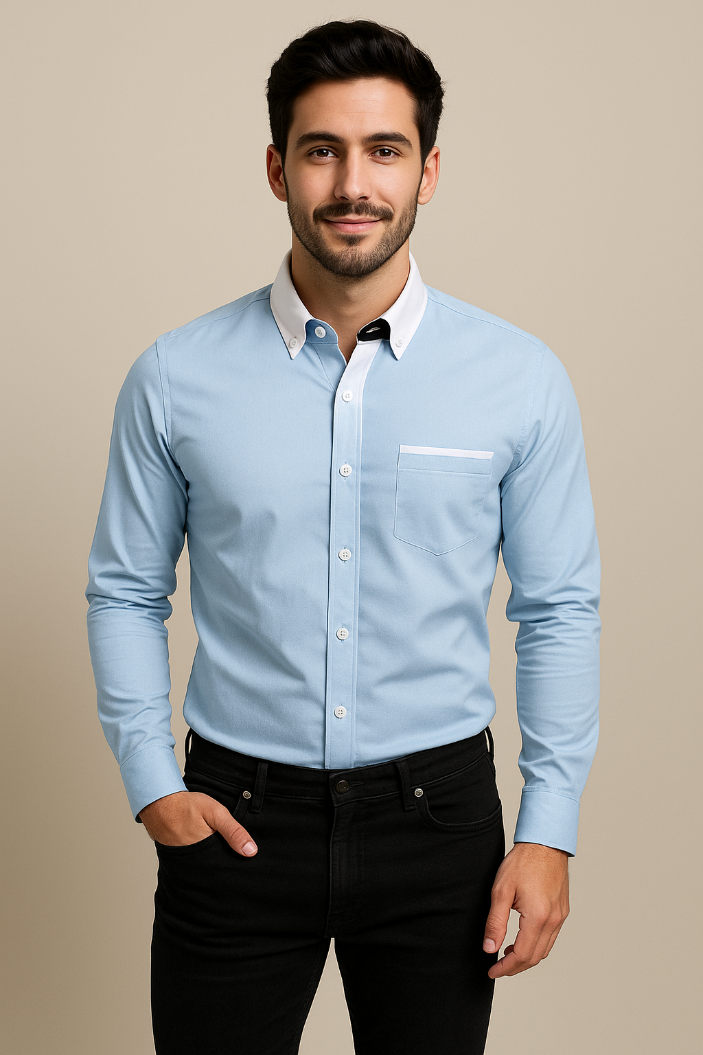 WILHELM | Herren Langarmhemd luftig & leicht für Frühling und Herbst