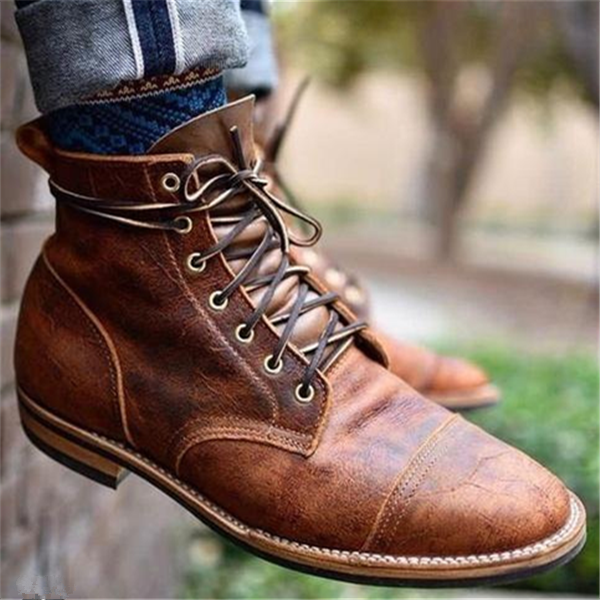 Herren Stiefel PU Leder elegant klassisch gepolstert ergonomisch rutschfest braun Alltag