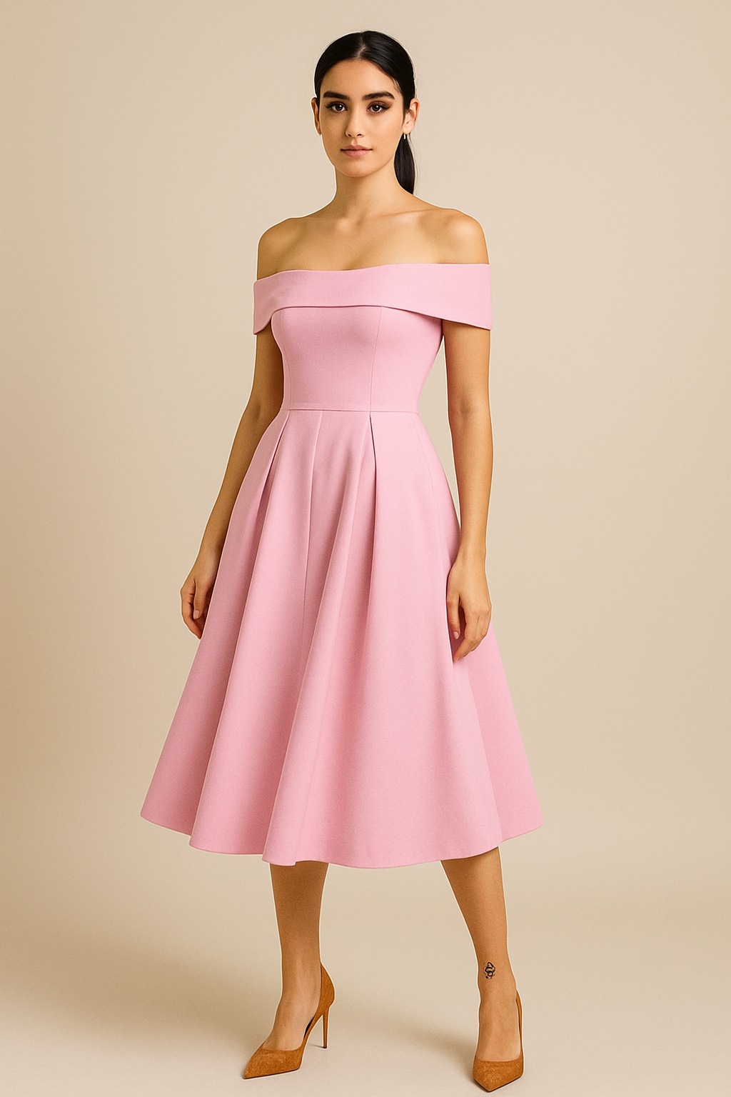 WILHELM | Damen Schulterfreies A-Linien Kleid, Atmungsaktiv und Stilvoll