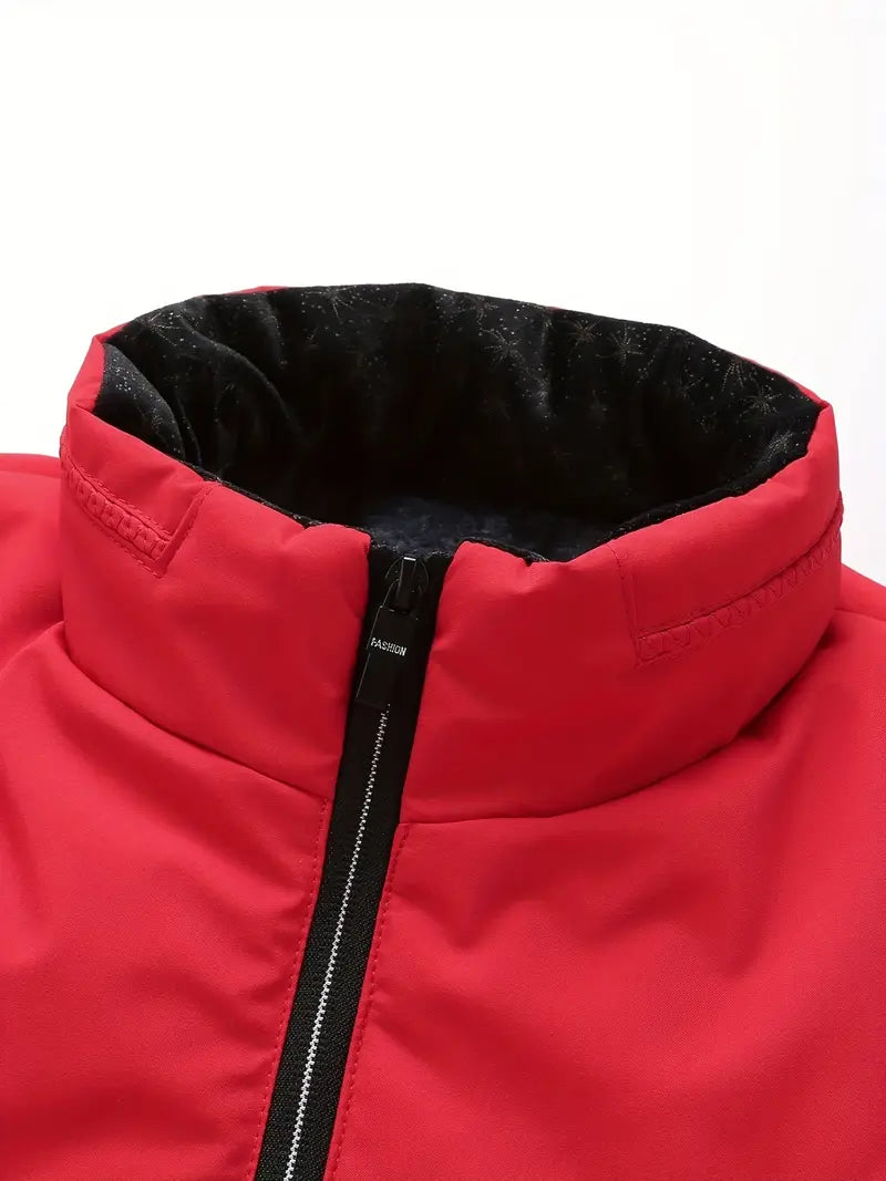 Herren Polyesterjacke Regular Fit Fleece Innenfutter Reißverschluss Stehkragen Leicht Warm Alltag Outdoor