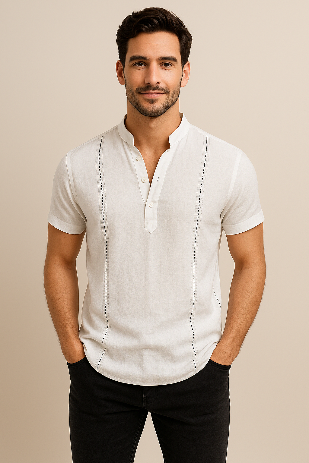 WILHELM | Herren Kurzarmhemd aus Leinenmix für Sommer und Alltag