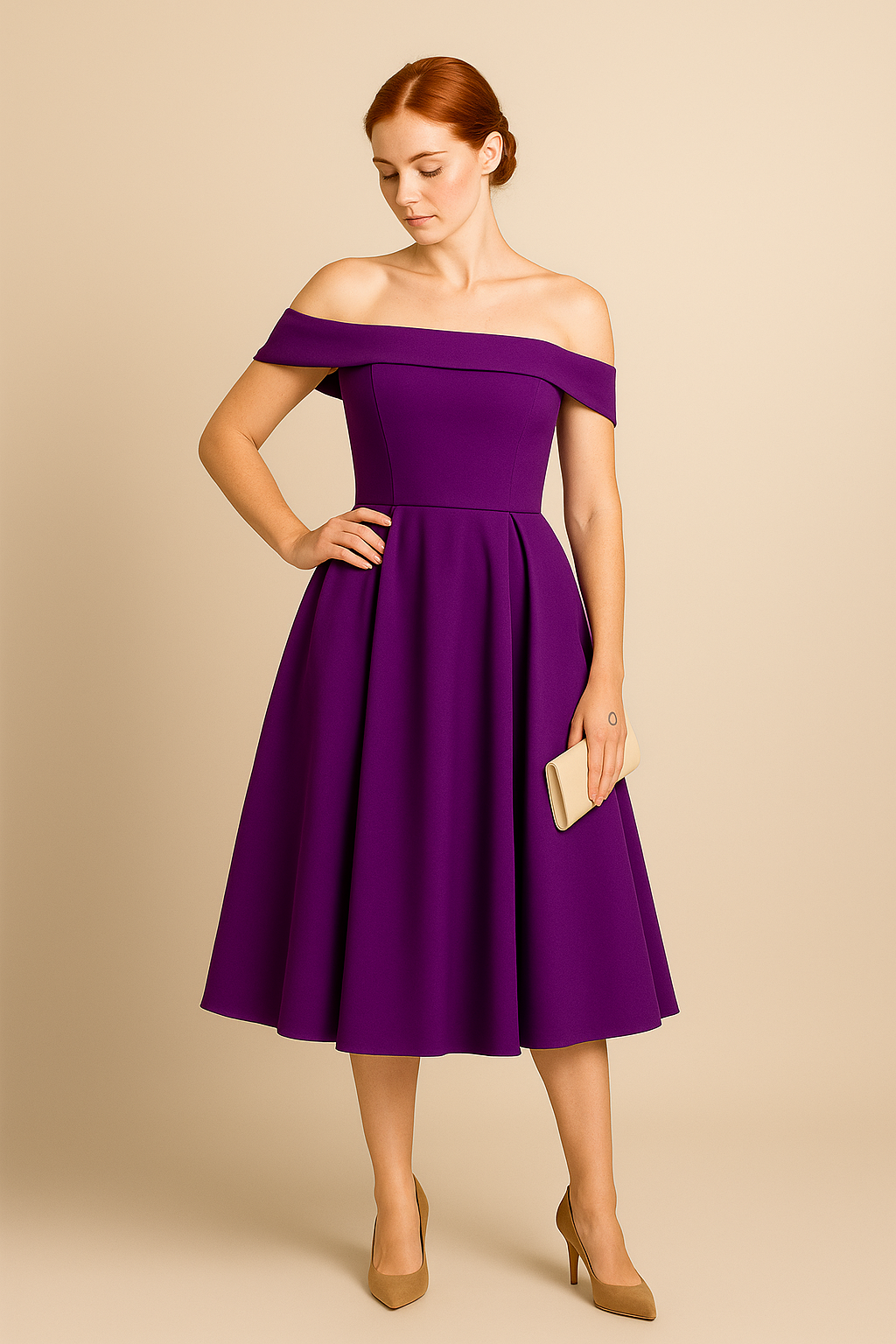 WILHELM | Damen Schulterfreies A-Linien Kleid, Atmungsaktiv und Stilvoll