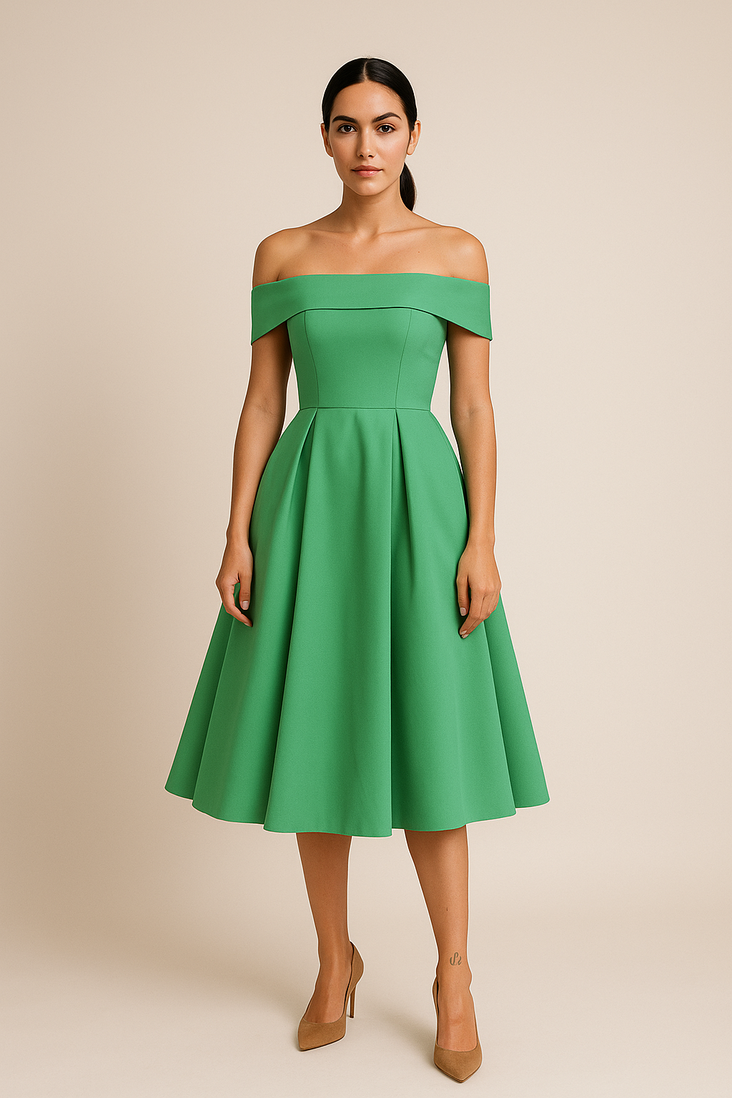 WILHELM | Damen Schulterfreies A-Linien Kleid, Atmungsaktiv und Stilvoll