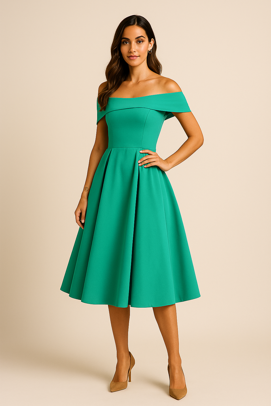 WILHELM | Damen Schulterfreies A-Linien Kleid, Atmungsaktiv und Stilvoll