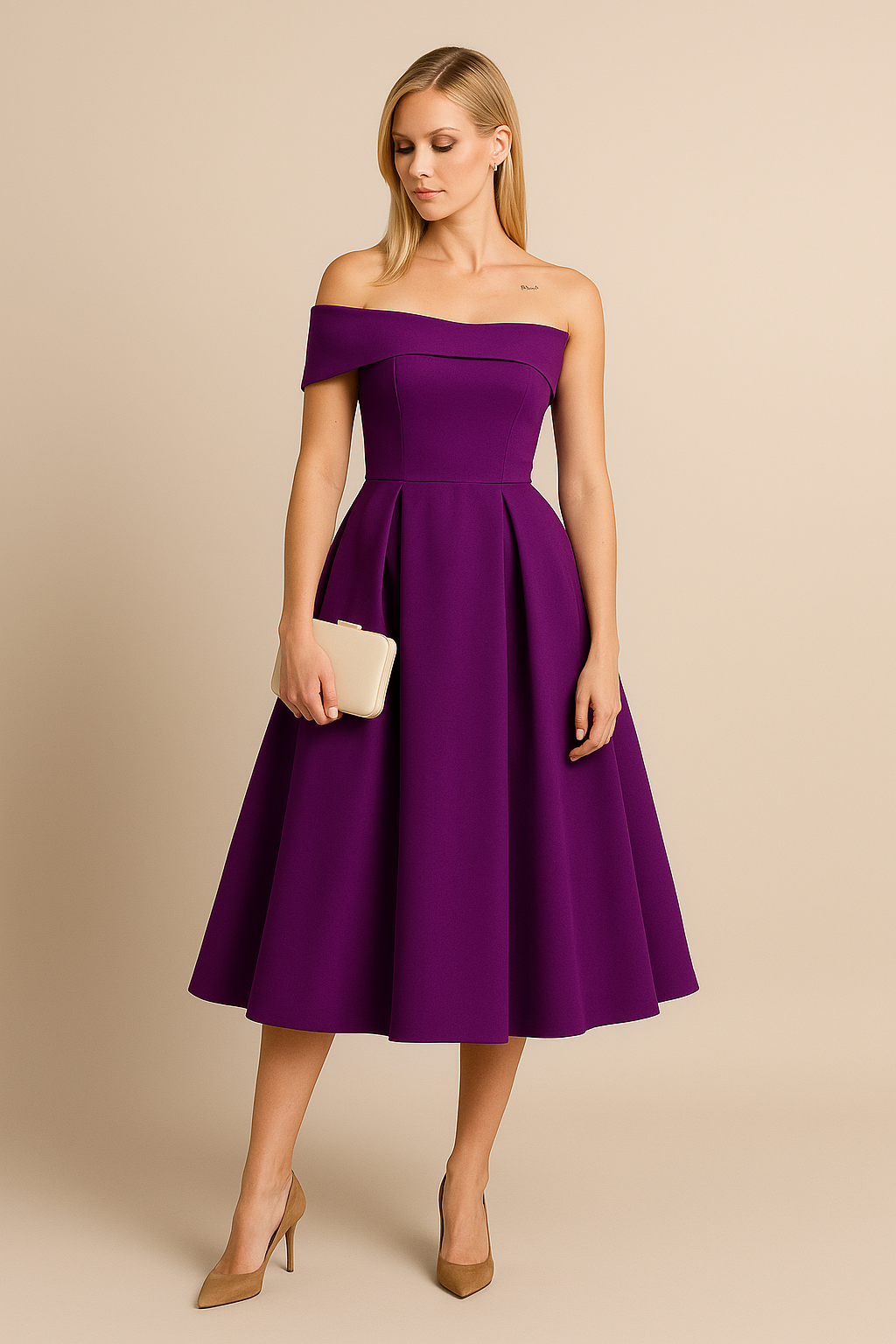 WILHELM | Damen Schulterfreies A-Linien Kleid, Atmungsaktiv und Stilvoll