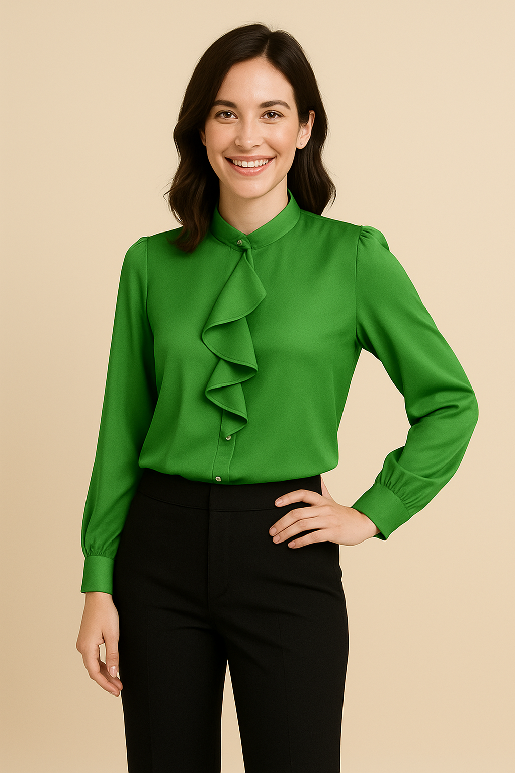 WILHELM | Damen Ruffle Bluse leicht und feminin für Büro & Freizeit