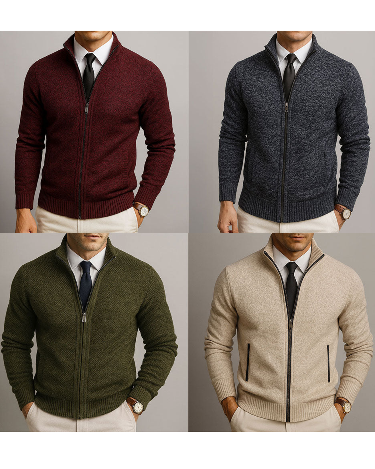 Herren Strickjacke aus Merinowolle, Baumwolle, tailliert, weich, elegant, zeitlos