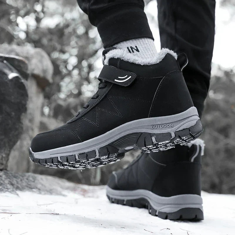 Unisex Winterschuhe Klettverschluss Slip gefüttert solide breite bequem
