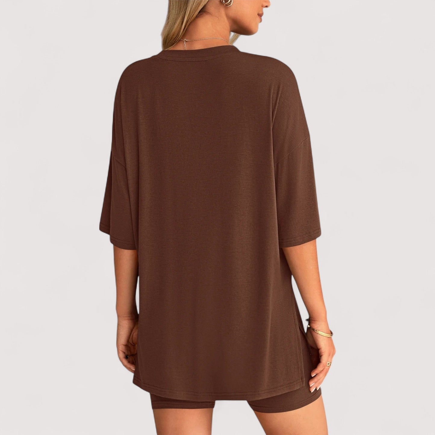 Damen T-Shirt und Shorts Set locker geschnitten hoch taillierte Shorts bequem atmungsaktiv vielseitig