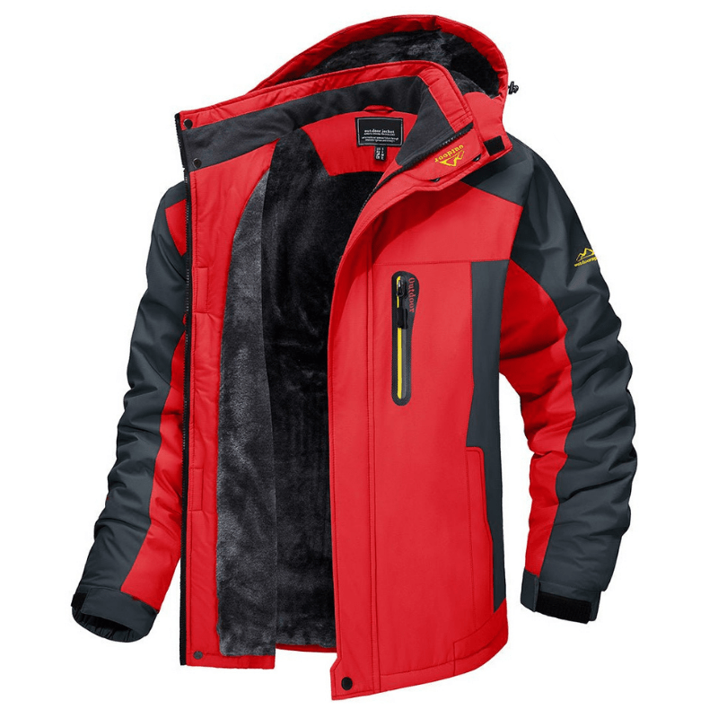 Herren Outdoor Jacke wasserdicht winddicht isoliert Kapuze Reißverschlusstaschen