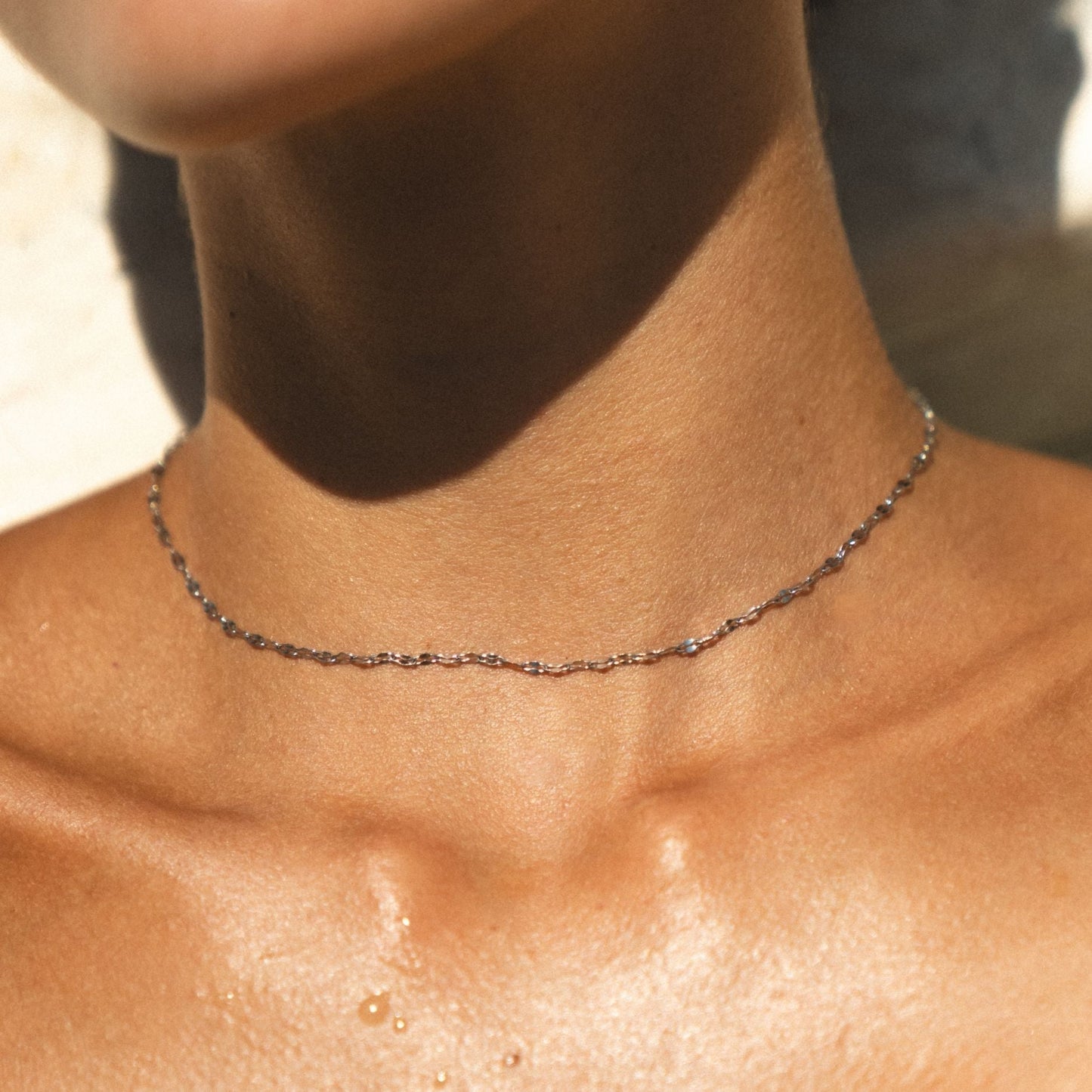 Damen Choker Halskette Gold Verstellbar Wasserfest Hypoallergen Edelstahl Minimalistisch