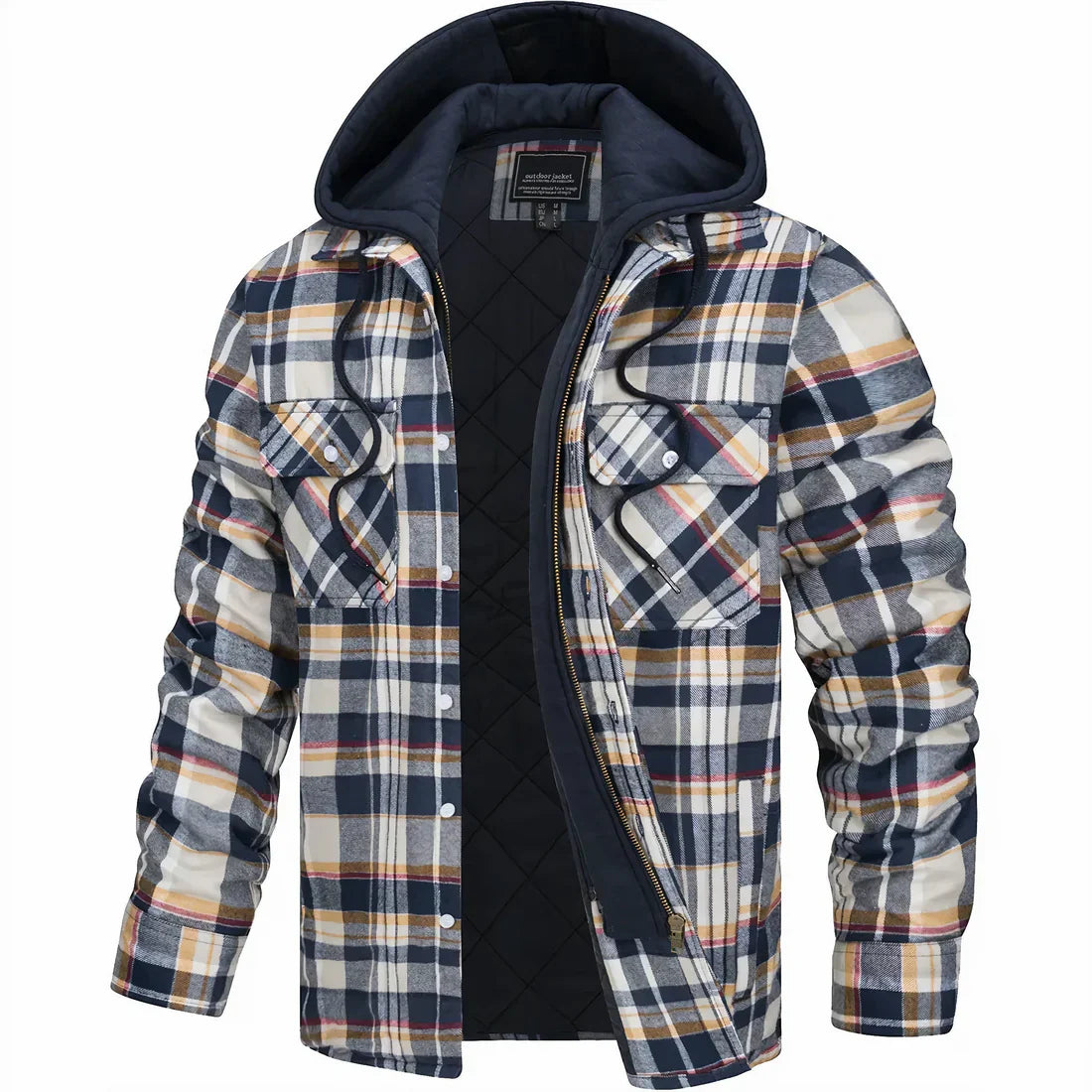 Herren Karojacke langarm Reißverschluss kariert Freizeit Übergangsjacke lässig Regular Fit