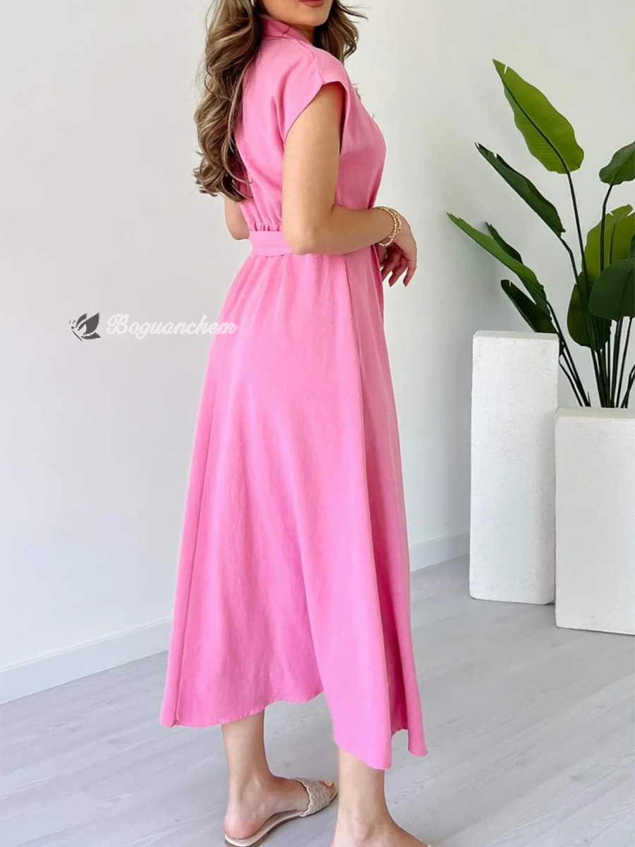 Damen Midikleid V-