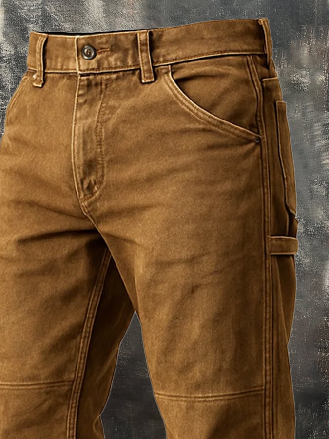 Herren Casual Hose Retro Regular Fit Schwarz Stretch Knitterfrei Atmungsaktiv