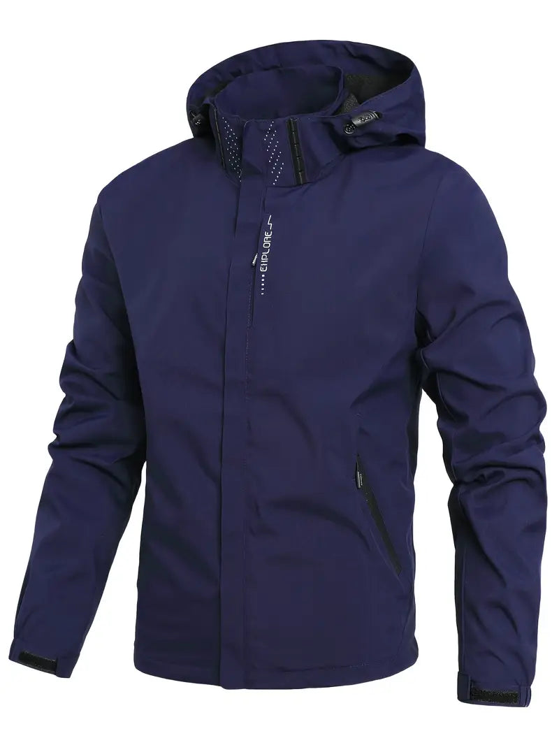 Herren Regenmantel Regular Fit Wasserdicht Leicht Atmungsaktiv Kapuze Alltag Outdoor Freizeit