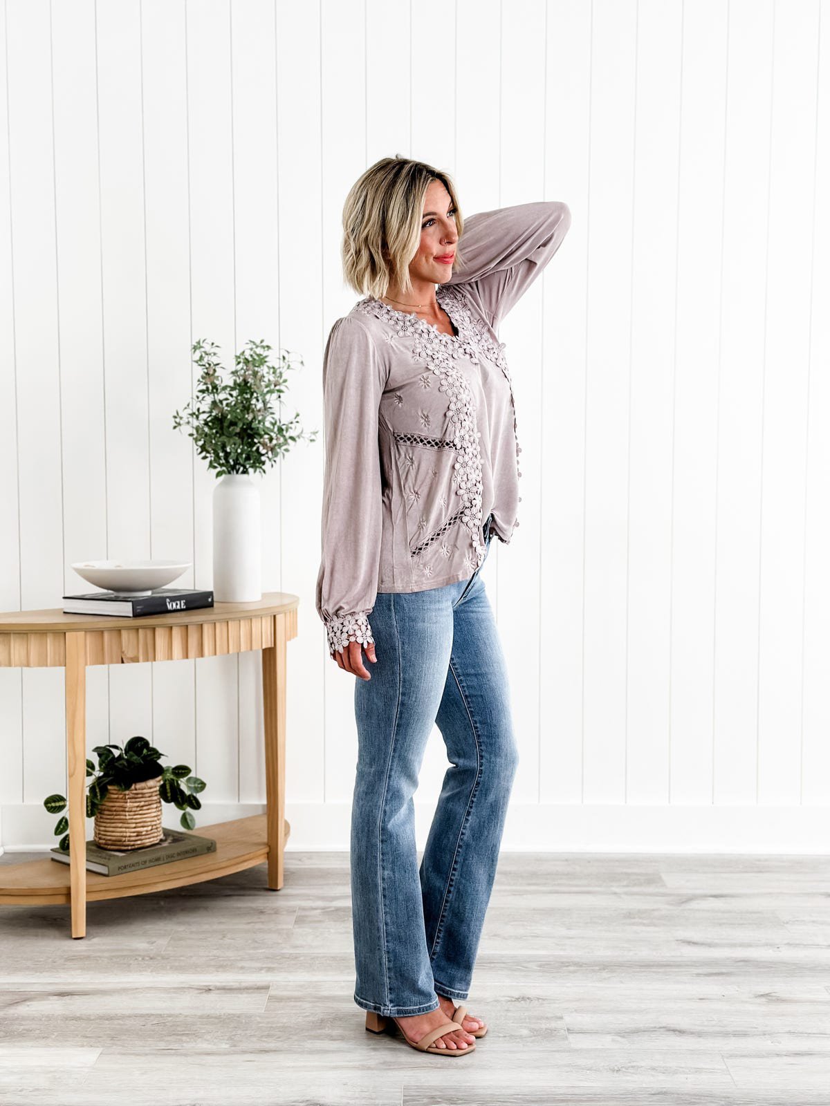 Damenjeans Stretch hohe Taille schlanke Bauchkontrolle, bequeme Passform