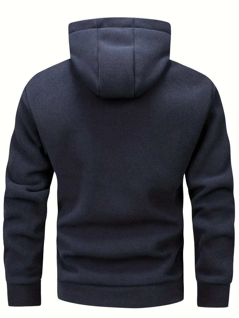 Herren Kapuzenpullover Reißverschluss Fleece Regular Fit Langarm Kängurutaschen Freizeit Hoodie warm