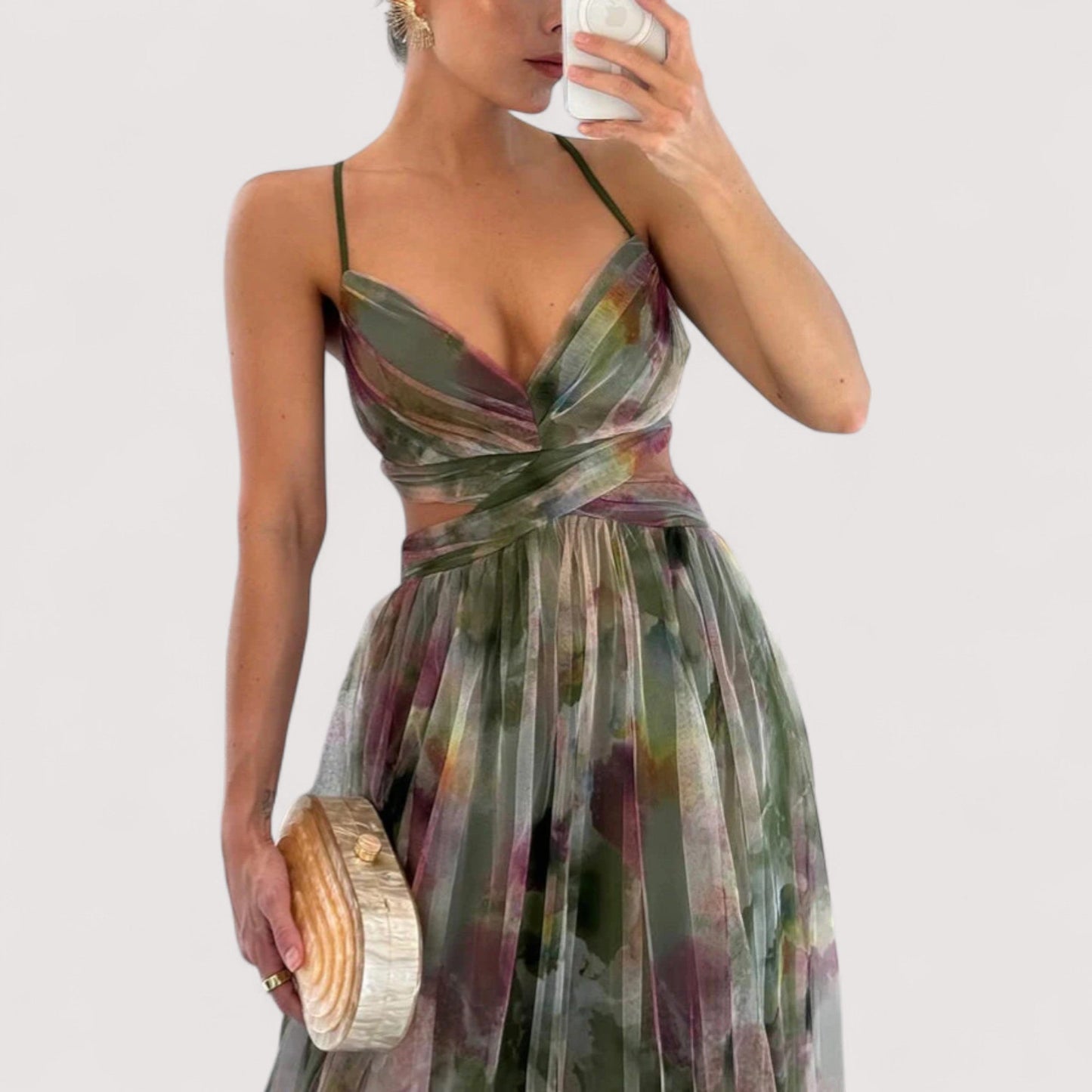 Damen Abendkleid verdrehtes Oberteil fließend figurbetont elegante Passform