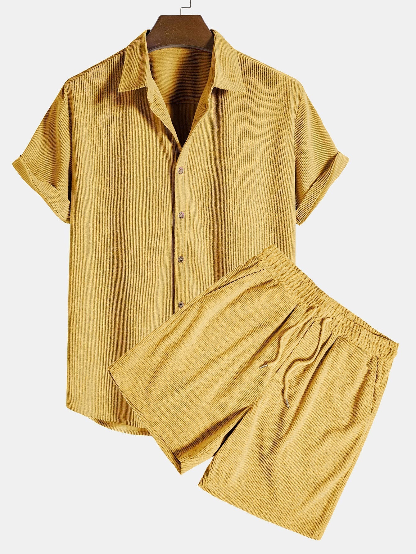 Herren Freizeit Set Hemd und Hose Sommer Zweiteiler Polyester atmungsaktiv