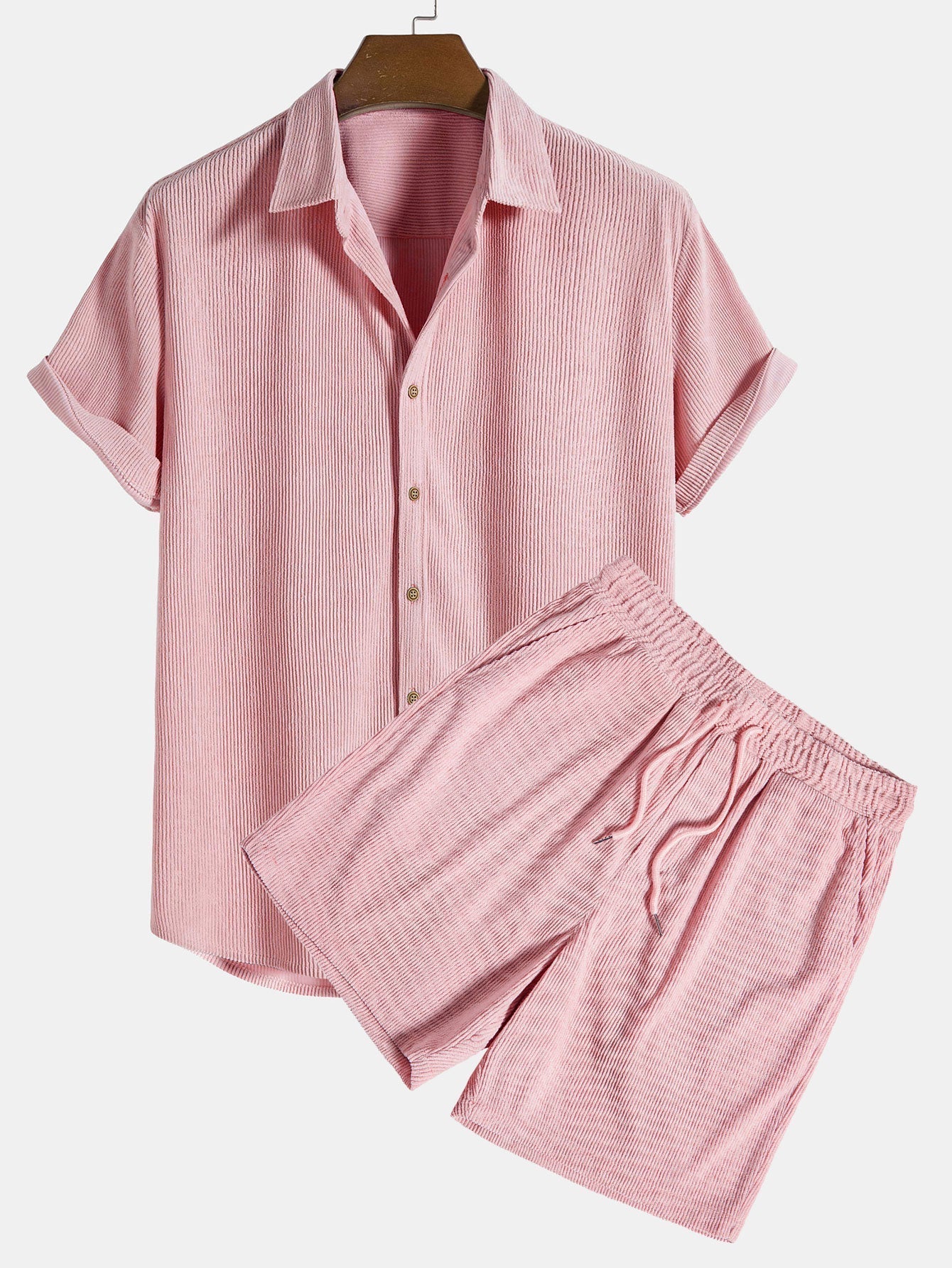 Herren Freizeit Set Hemd und Hose Sommer Zweiteiler Polyester atmungsaktiv
