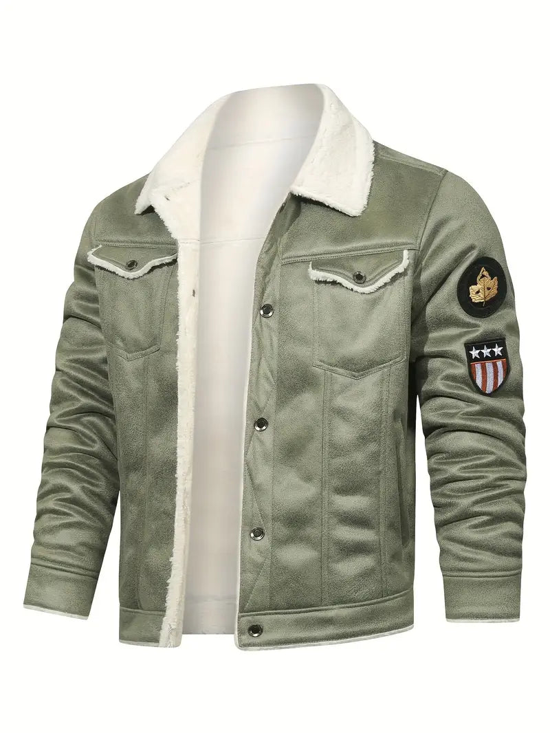 Herren Jacke Langarm Kunstfell Futter Polyester Regular Fit Warm Freizeit Urban Übergangsjacke