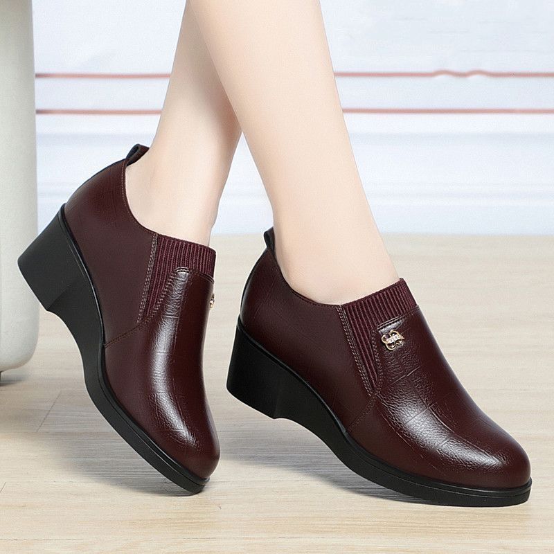 Damen Slip-On Keilschuhe, elegante Stretch rutschfeste gepolsterte bequeme