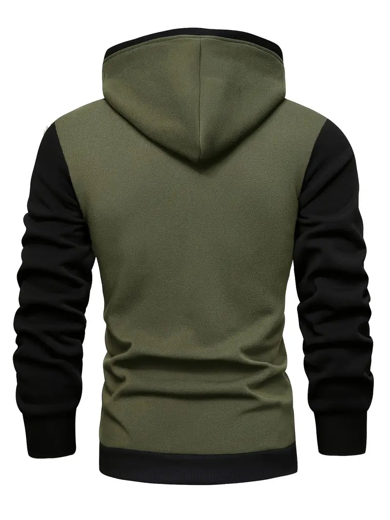 Herren Hoodie zweifarbig Kapuze Kängurutasche Langarm Regular Fit Freizeit Streetwear