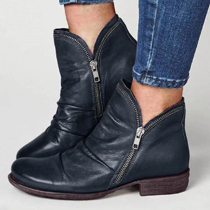 Damen Stiefeletten orthopädischer Reißverschluss rutschfest flexibel, bequem