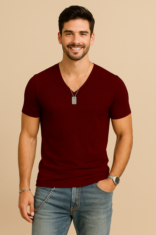 WILHELM | Herren T-Shirt mit V-Ausschnitt für Sommer und Alltag
