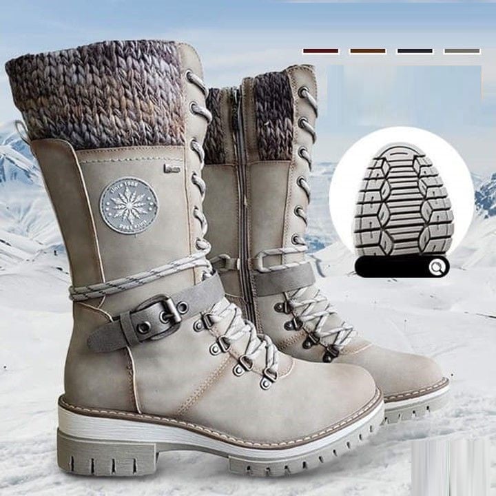 Damen Winterstiefel warm wasserdicht gefüttert schnürbar rutschfest knöchelhoch isoliert Outdoor Schuhe