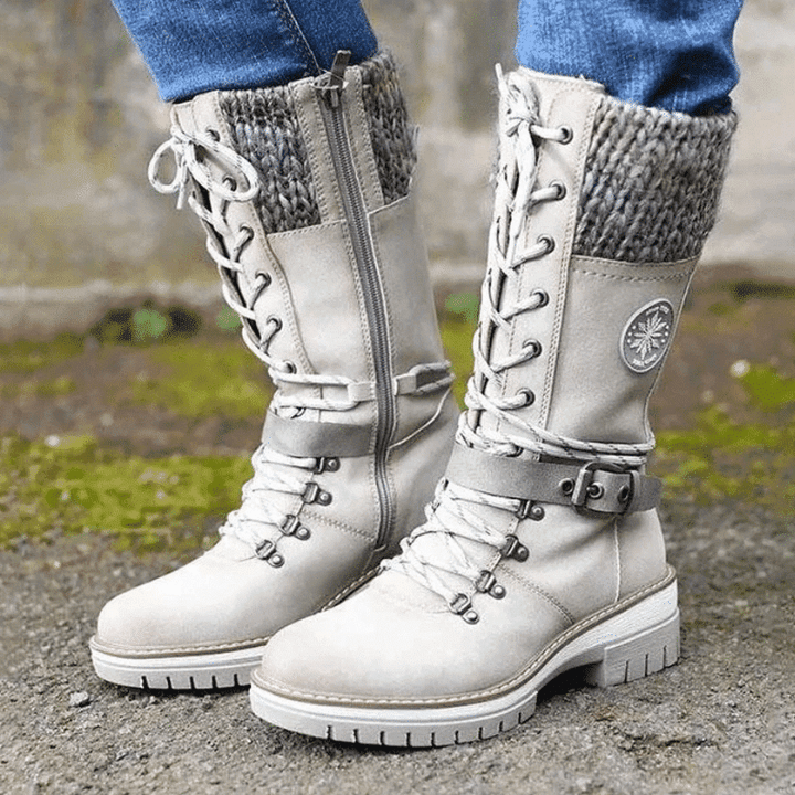 Damen Winterstiefel gefüttert wasserdichte Anti-Rutsch-Schnürung bequem